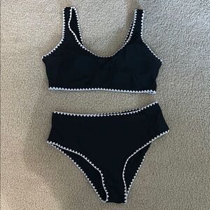 Black Bikini Set with White Trim